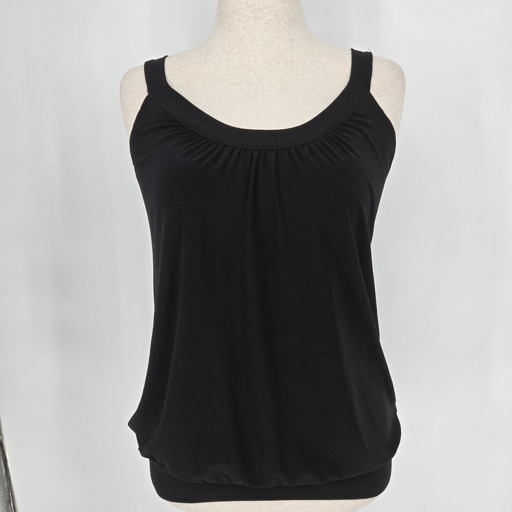 Wrapper Womens Black Halter Tie Back Blouson Tank Top M Y2K Open Back Stretch